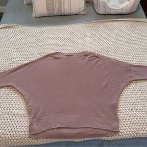 All Saints Mauve Button-Shoulder Boatneck Knit Top